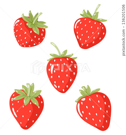 cute strawberry set clipart 136201506