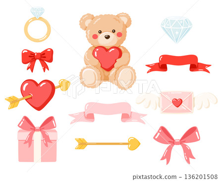 cute valentine elements set clipart 136201508