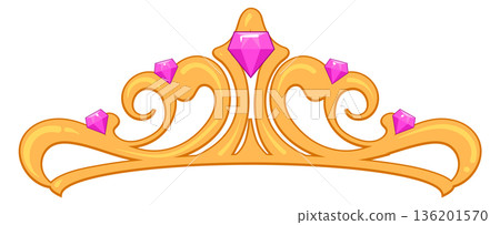 A gold and pink tiara with diamonds and pink gems 136201570