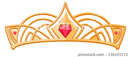 A gold and red crown with a diamond in the middle 136201572