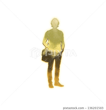 Golden man holding a bag, Alpha channel 136201583