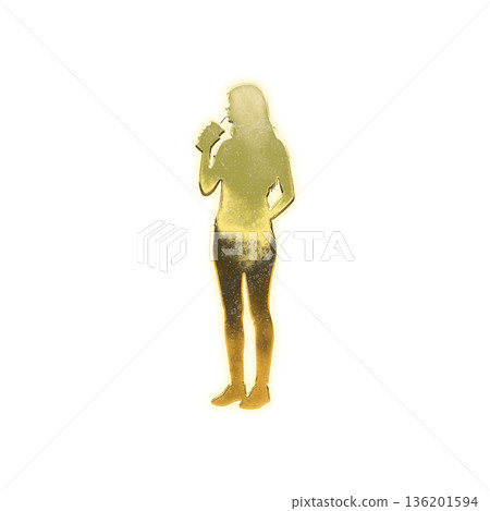 一位金髮女子正在喝一杯飲料，Alpha通道 136201594