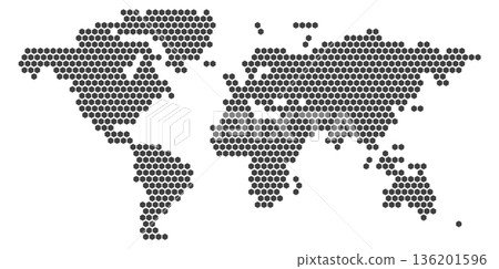 A map of the world is shown in a grid of small squares 136201596