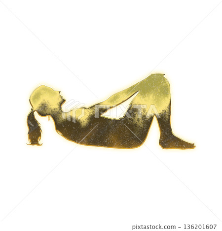 Golden woman doing pilates, alpha channel 136201607