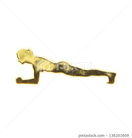 Golden woman doing a plank, alpha channel 136201609