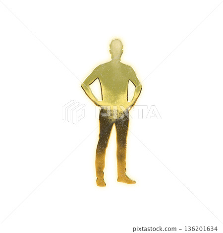 Golden man with hands on hips, Alpha Channel 136201634