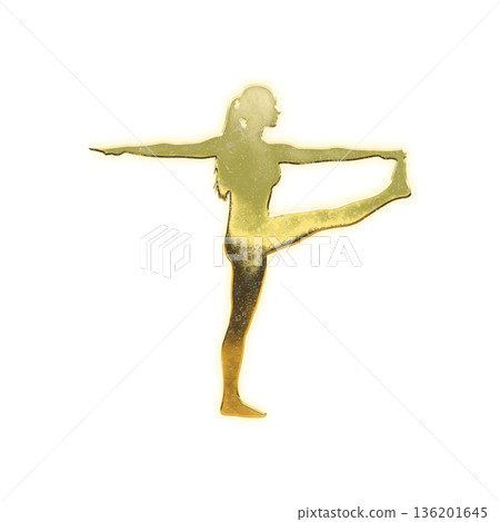 Golden woman balancing on tiptoes, Alpha channel Golden woman balancing on tiptoes, Alpha channel 136201645