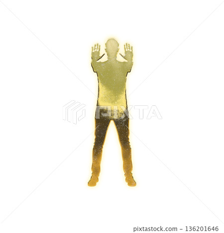 Golden man in stop pose, Alpha channel Golden man in stop pose, Alpha channel 136201646