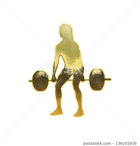 Golden woman doing deadlift, alpha channel 136201656