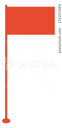A red flag is on a white background 136201669