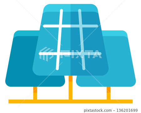 Three blue solar panels are shown in a close up Three blue solar panels are shown in a close up 136201699