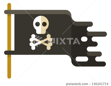 A black flag with a skull and crossbones on it 136201714