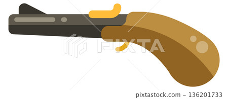 A cartoonish gun with a yellow handle and a black barrel A cartoonish gun with a yellow handle and a black barrel 136201733