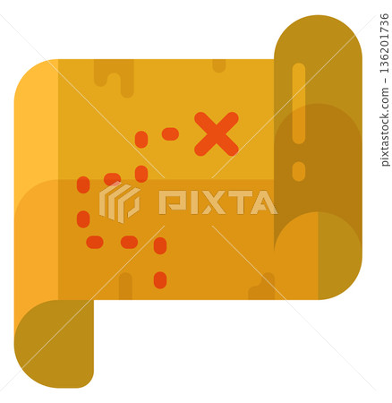 A yellow scroll with red X s on it 136201736