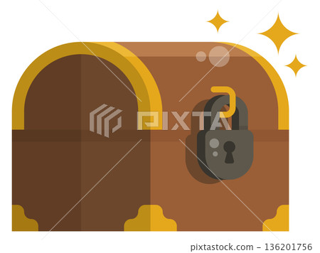 A wooden chest with a lock on it A wooden chest with a lock on it 136201756