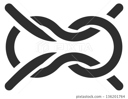 A knot is shown in black and white A knot is shown in black and white 136201764