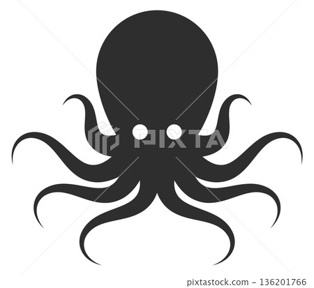 A black octopus with a large head and long tentacles A black octopus with a large head and long tentacles 136201766