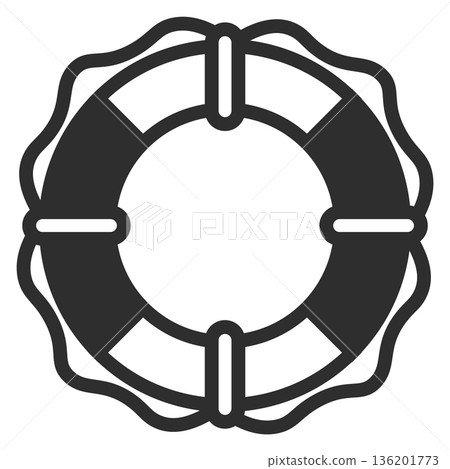 A black and white image of a life preserver A black and white image of a life preserver 136201773