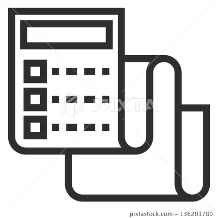 A calculator is shown on a piece of paper 136201780