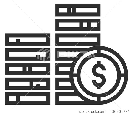 A stack of coins and a dollar sign 136201785