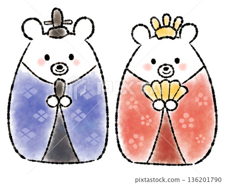 一幅慶祝女兒節的北極熊水彩插畫 一幅慶祝女兒節的北極熊水彩插畫 136201790