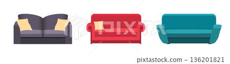 Set different sofas for interior of house. Collection of sofa icons. 136201821