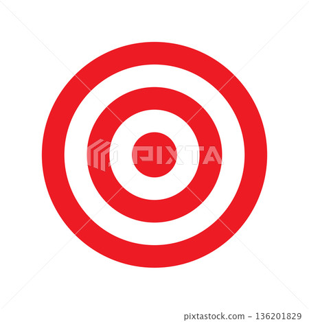 Target icon. Flat archery target with concentric red rings. Abstract vector illustration Target icon. Flat archery target with concentric red rings. Abstract vector illustration 136201829