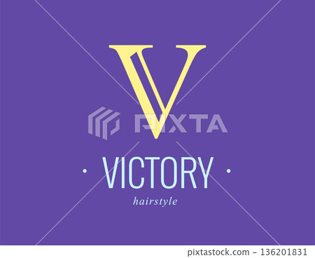 Logo, capital letter V. Monogram of Botanical Minimalistic, Initial. with Organic Plant Elements. 136201831