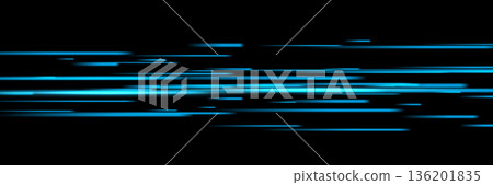 Abstract light speed effect lines on black background. Game futuristic shiny pattern with flowing bright blue rays on dark. Modern technology vector illustration 136201835