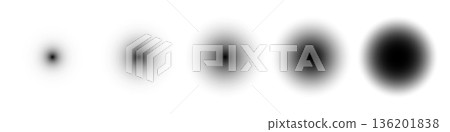 Shadow circles. Round black shades on floor or wall surface. Black blurred gradient balls. Minimalist vector illustrations set 136201838