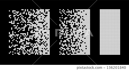 Big data abstract background. Digital black and white pixel pattern. Data loss or corruption. Vector illustration Big data abstract background. Digital black and white pixel pattern. Data loss or corruption. Vector illustration 136201840