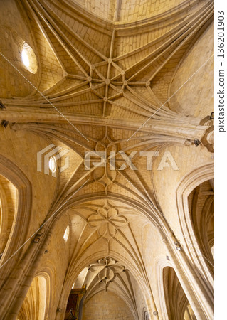 Ornate vaulted ceiling inside San Martin de Fromista church Ornate vaulted ceiling inside San Martin de Fromista church 136201903
