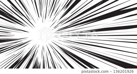 Manga background. Comic anime black lines on white. Fast speed lines movement effect frame. Superhero action. Horizontal vector illustration Manga background. Comic anime black lines on white. Fast speed lines movement effect frame. Superhero action. Horizontal vector illustration 136201926