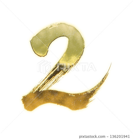 Golden calligraphy number "2", alpha channel Golden calligraphy number "2", alpha channel 136201941
