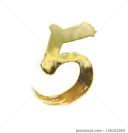 Golden calligraphy number "5", alpha channel Golden calligraphy number "5", alpha channel 136201944