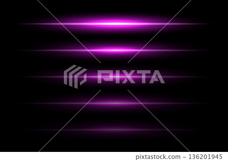 Neon light laser purple lines with flash effect. Violet abstract night electric beams, fluorescent led light rays. Modern futuristic vector collection isolated on black background Neon light laser purple lines with flash effect. Violet abstract night electric beams, fluorescent led light rays. Modern futuristic vector collection isolated on black background 136201945