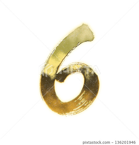 Golden calligraphy number "6", alpha channel Golden calligraphy number "6", alpha channel 136201946