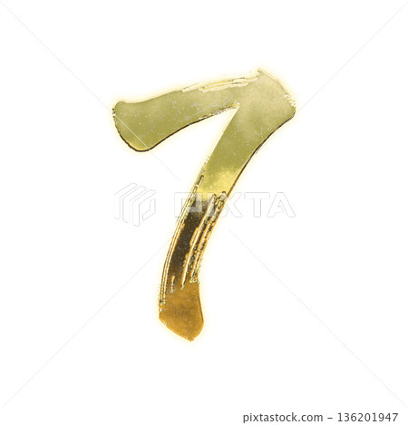 金色書法數字“7”,Alpha通道 金色書法數字“7”,Alpha通道 136201947