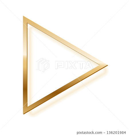 Golden triangle photo frame on white background. Gold play button. Blank space for picture, painting, card. 3d realistic empty template vector illustration. Simple object mockup Golden triangle photo frame on white background. Gold play button. Blank space for picture, painting, card. 3d realistic empty template vector illustration. Simple object mockup 136201984
