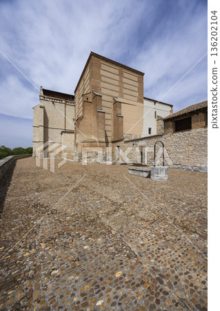 Monasterio de Santa Clara building facade in Tordesillas Spain Monasterio de Santa Clara building facade in Tordesillas Spain 136202104