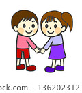 Cute illustration of a boy and girl without a school bag 136202312