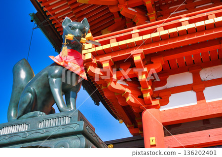 京都伏見稻荷大社的守護狐狸(京都府京都市伏見區) 京都伏見稻荷大社的守護狐狸(京都府京都市伏見區) 136202401