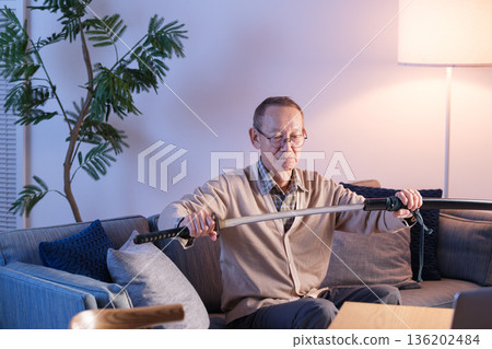 Senior man's hobby: Japanese sword Senior man's hobby: Japanese sword 136202484