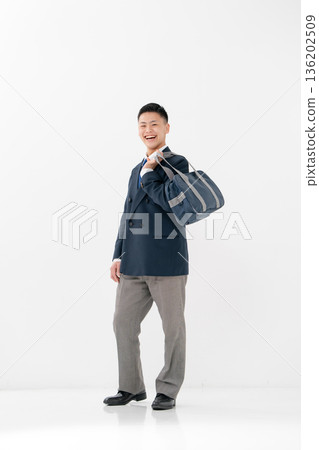 Boys, high school student, uniform, school bag Boys, high school student, uniform, school bag 136202509