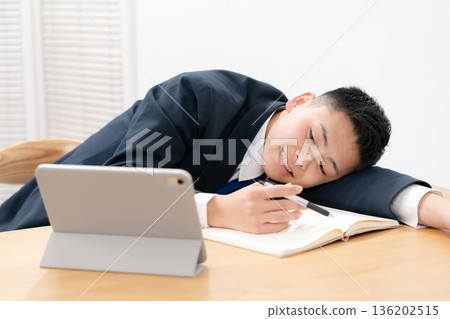 Boy, teenage, studying, tired Boy, teenage, studying, tired 136202515
