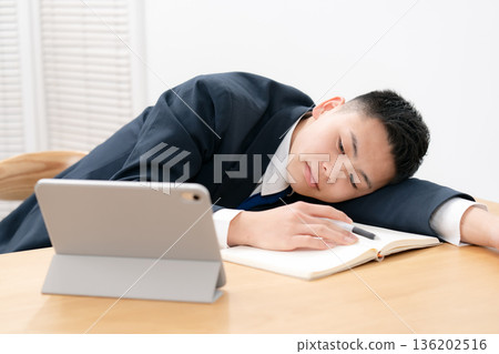 Boy, teenage, studying, tired Boy, teenage, studying, tired 136202516