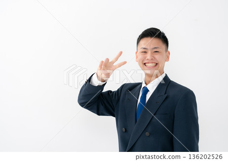 Boy, teenage, uniform, peace sign Boy, teenage, uniform, peace sign 136202526