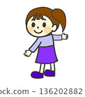 Illustration of a standing girl, elementary school student, child 136202882