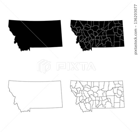Montana State Outline and Solid Fill Map Set. Montana State Outline and Solid Fill Map Set. 136203077