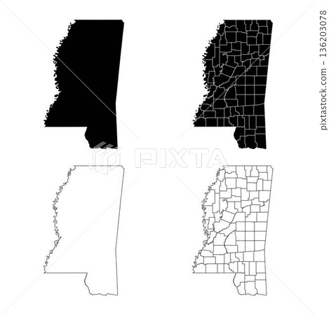 Mississippi State Outline and Solid Fill Map Set. Mississippi State Outline and Solid Fill Map Set. 136203078